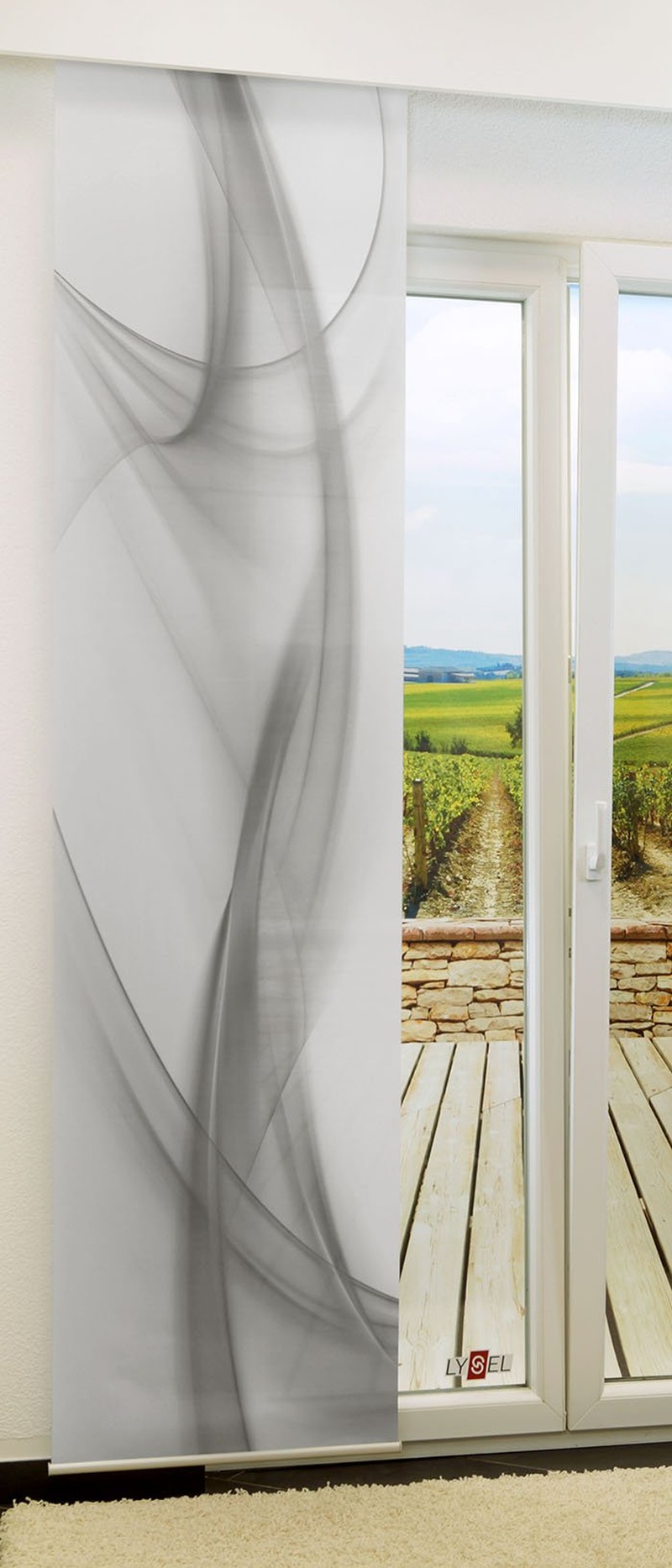 Flächengardine 245cm x 60cm, mit Motiv Aufsteigender Rauch