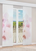 Vorschau Lysel - Flächenvorhang Blütendetail #1W in Smaragdgrün zartrosa