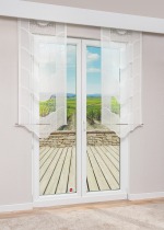 Vorschau Plauener Spitze® - exklusive Schiebegardine Loyola #1W in Reinweiss rohweiss