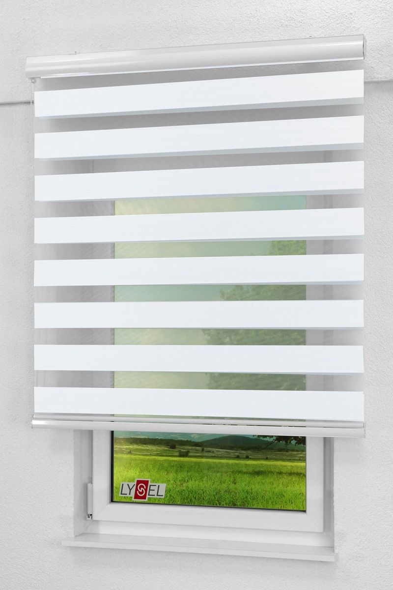 Lysel - Qualitätsdoppelrollo mit Blende abdunkelnd weissgrau