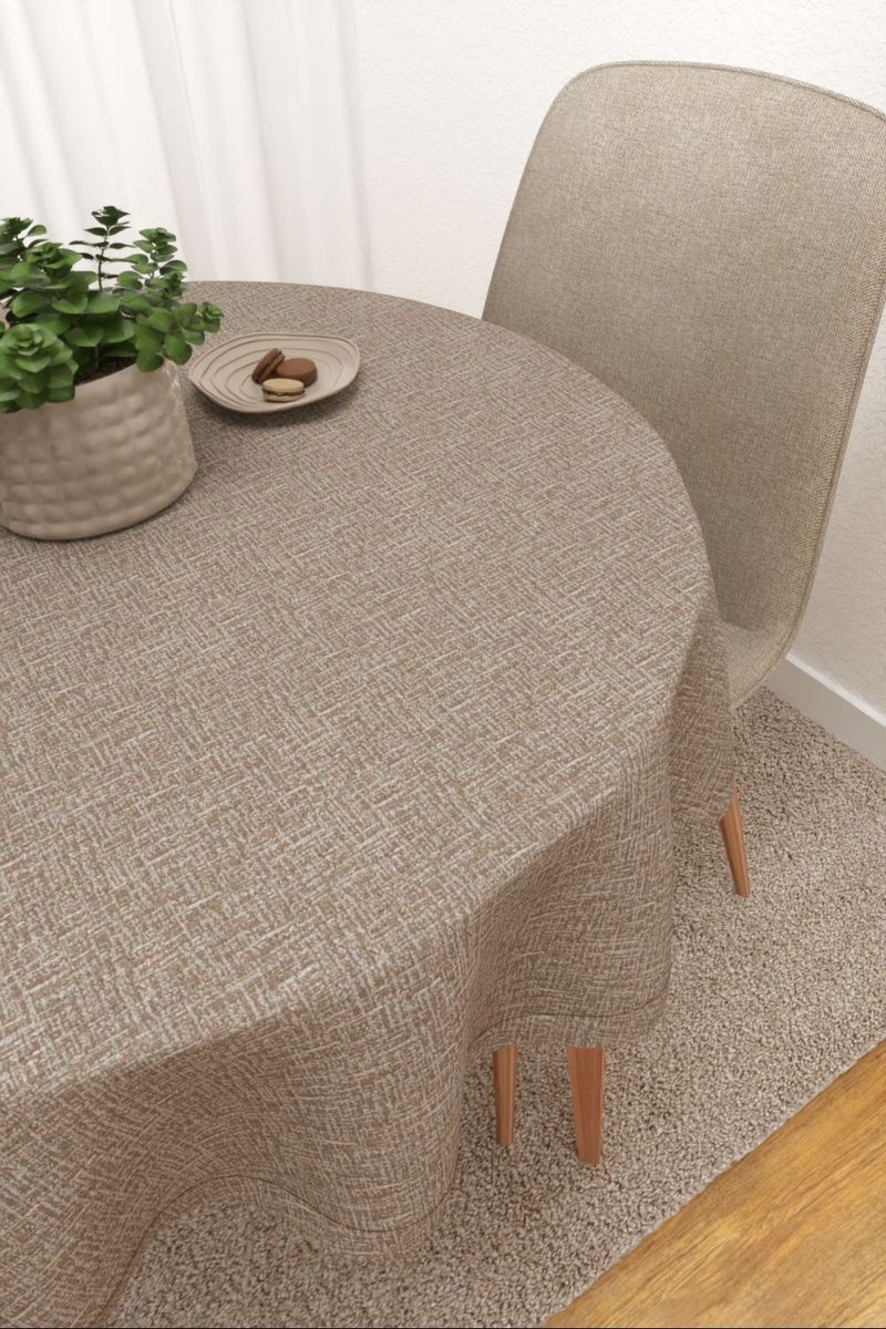 Tischdecke rund in braun