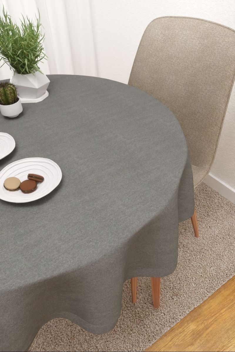 Tischdecke rund in grau