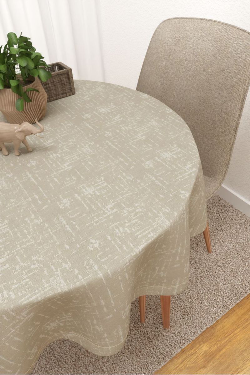 Tischdecke rund in beige