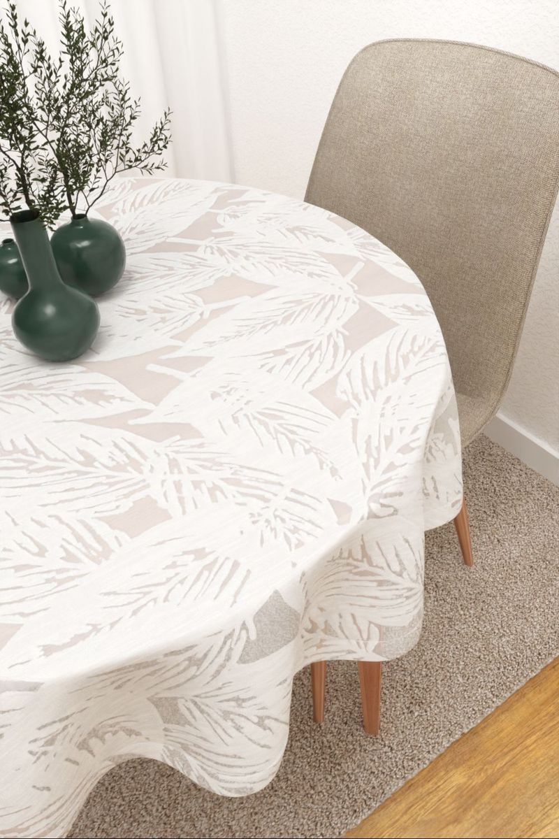 Tischdecke rund in Weiss