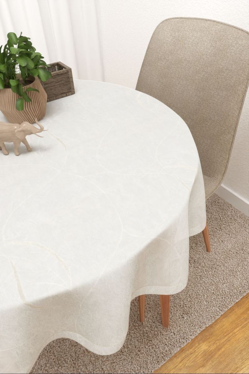 Tischdecke rund in Beige