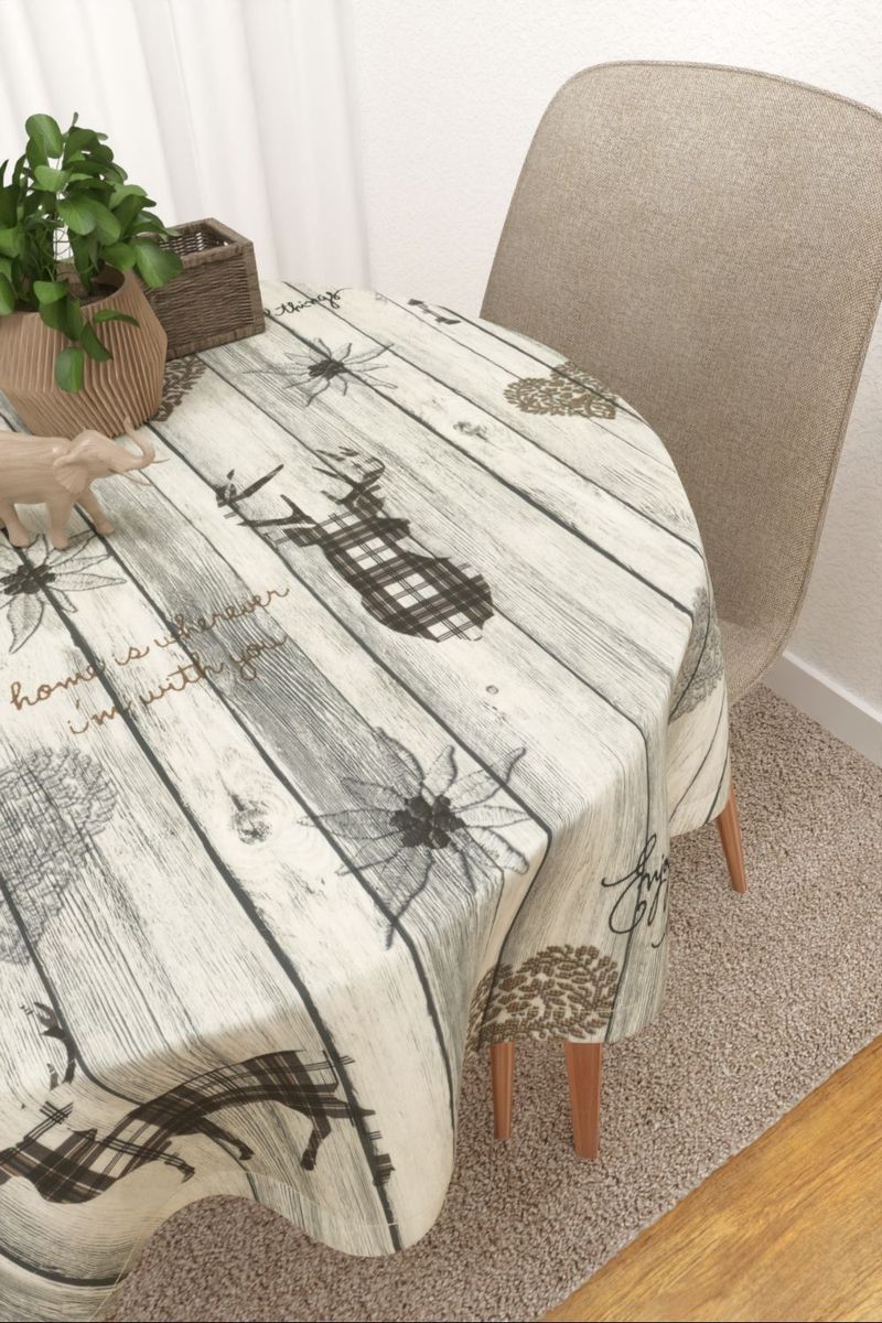 Tischdecke rund in Beige