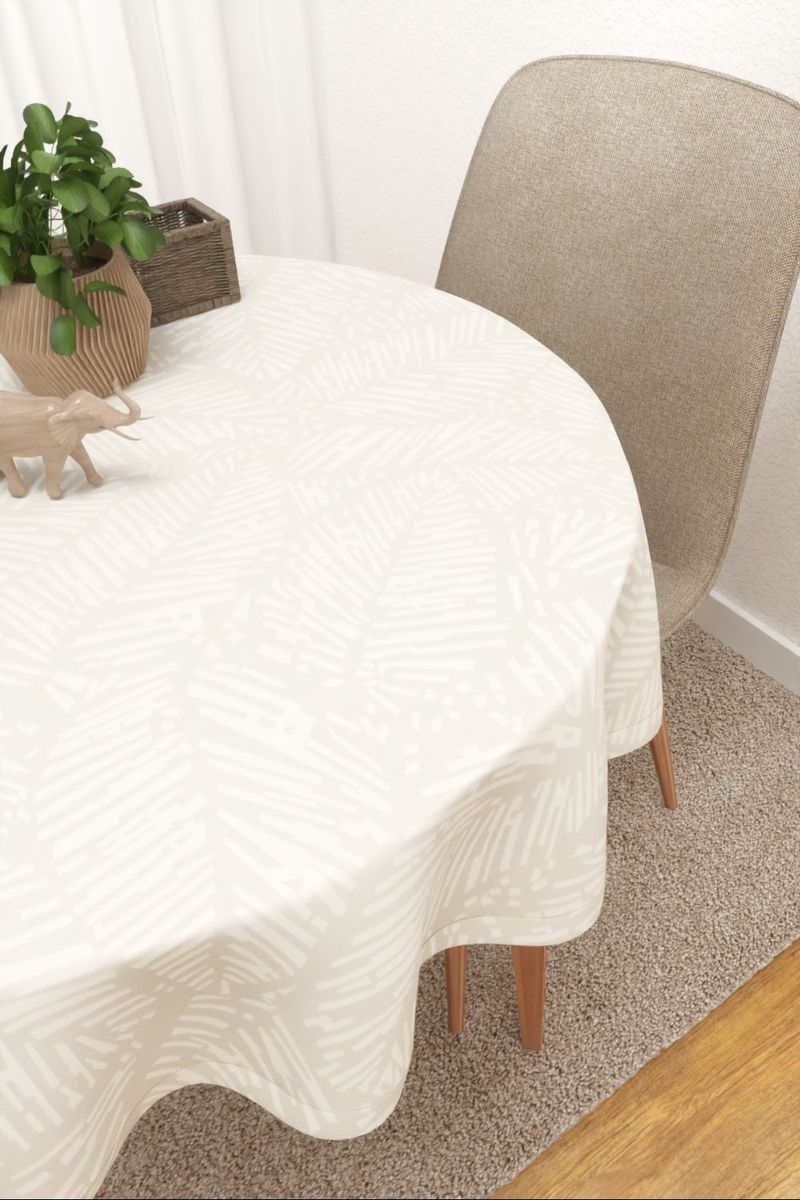 Tischdecke rund in Beige