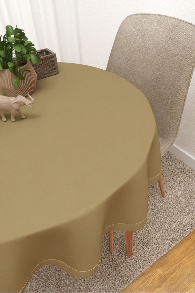 Tischdecke rund in beige