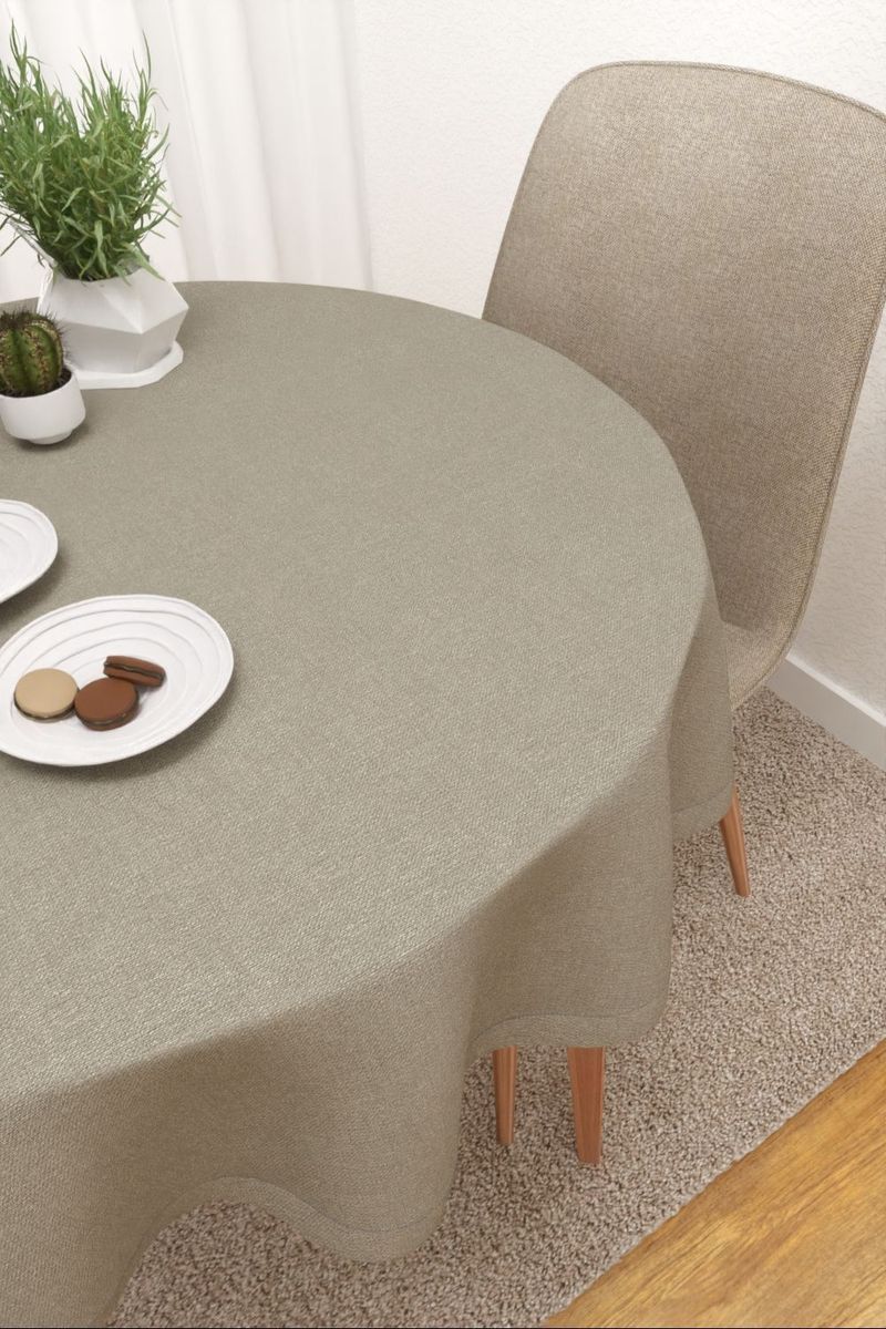 Tischdecke rund in grau