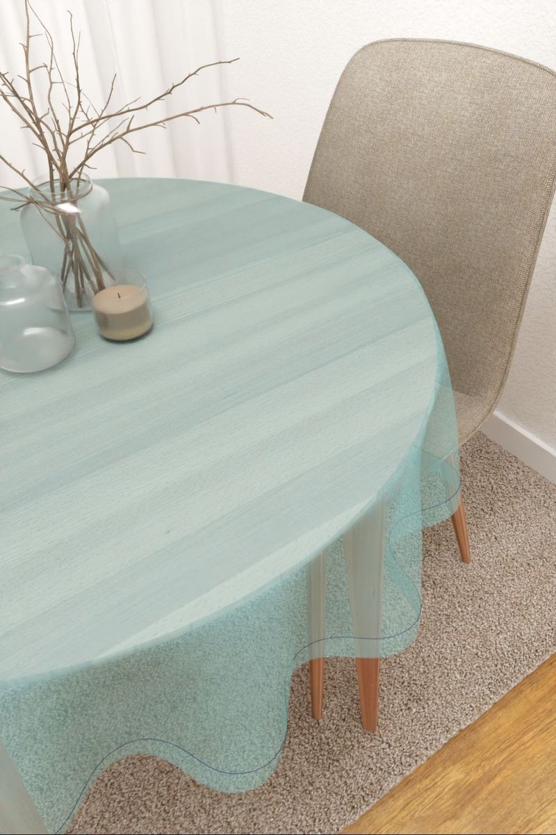 Tischdecke rund in Blau