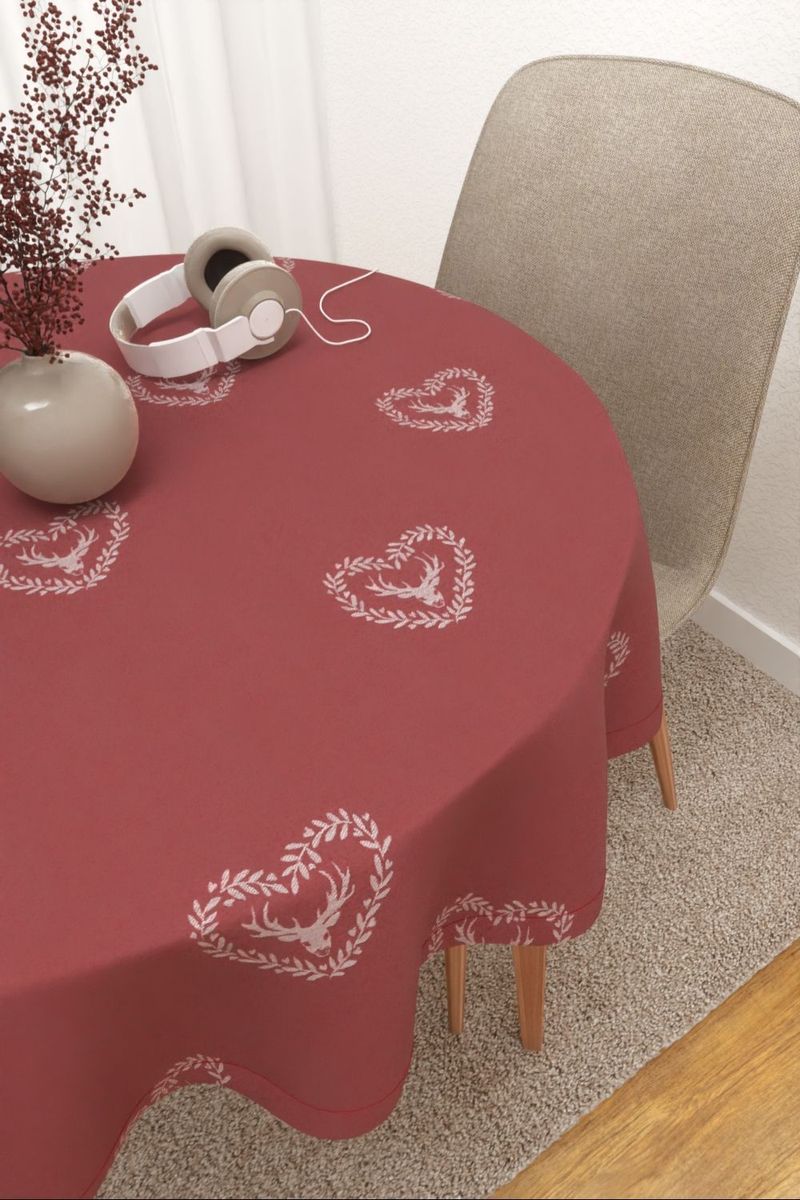 Tischdecke rund in Rot