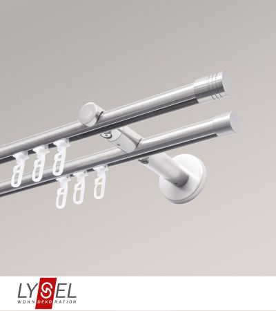 Lysel - SET Opal Innenlauf 160cm 2 Lauf Doppel-Kombiträger offen mit Endstücke Zylinder in Edelstahl-Optik