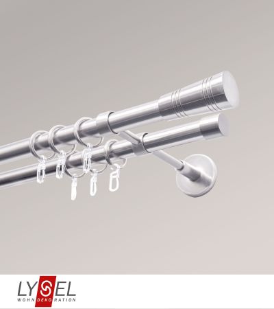 Lysel - SET Opal 160cm Doppelträger geschlossen 2-Lauf mit Endstücke Cone in Edelstahl-Optik