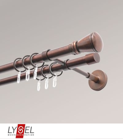 Lysel - SET Opal 160cm Doppelträger geschlossen 2-Lauf mit Endstücke Konus in Bronze