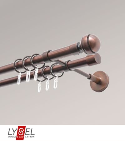 Lysel - SET Opal 160cm Doppelträger geschlossen 2-Lauf mit Endstücke Kugel in Bronze