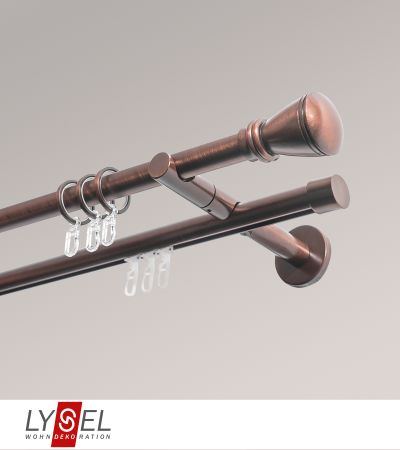 Lysel - SET Opal Innenlauf 160cm 2 Lauf Doppel-Kombiträger offen mit Endstücke Kappe in Edelstahl-Optik