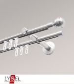 Vorschau Lysel - SET Opal Innenlauf 160cm 2 Lauf Doppel-Kombiträger offen mit Endstücke Kugel in Weiss #1W edelstahl-optik