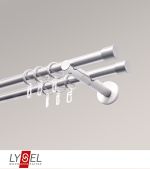 Vorschau Lysel - SET Opal 160cm Doppel-Kombiträger offen 2-Lauf mit Endstücke Kappe in Weiss #1W edelstahl-optik
