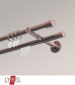 Vorschau Lysel - SET Opal Mix 160cm Doppel-Kombiträger offen 2-Lauf mit Endstücke Zylinder in Edelstahl-Optik #1W bronze